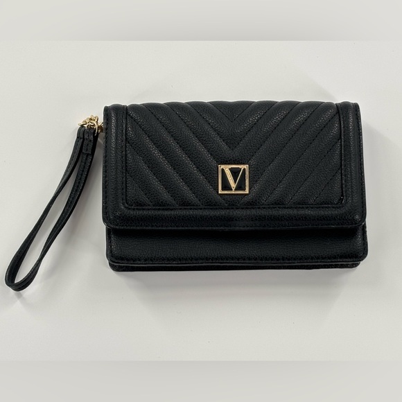 Victoria's Secret Black V-Quilt Tech Wristlet Wallet - Picture 2 of 10